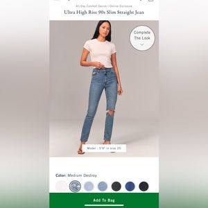 Abercrombie 90s slim straight ultra high rise 24L